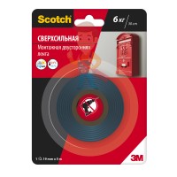 Двусторонняя лента 3M GPT-020F, прозрачная, 15 мм x 10 м - Лента монтажная двусторонняя клейкая Scotch сверхпрочная, 19мм х 5м