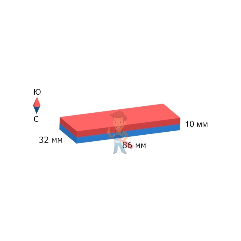 Ферритовый магнит прямоугольник 86х32х10 мм - фото 5