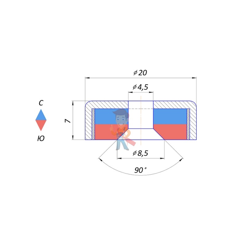 Магнитное крепление с отверстием А20 - фото 4