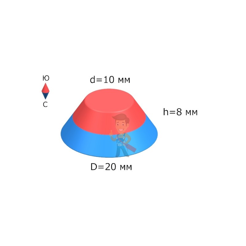 Неодимовый магнит конус 20/10х8 мм - фото 7