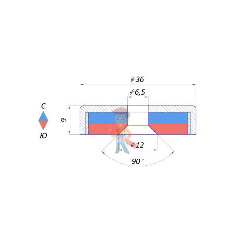 Магнитное крепление с отверстием А36 - фото 2