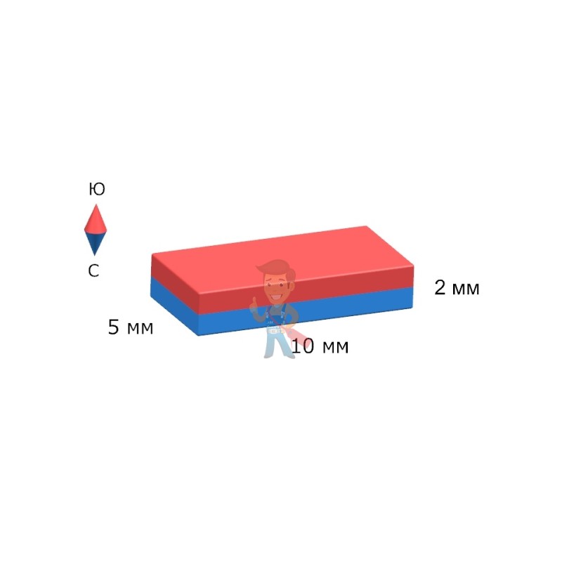 Неодимовый магнит прямоугольник 10х5х2 мм, золотой - фото 6
