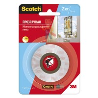 Двусторонняя лента 3M GPT-020F, прозрачная, 19 мм x 15 м - Клейкая прозрачная монтажная лента Scotch®, 19 мм х 1,5 м