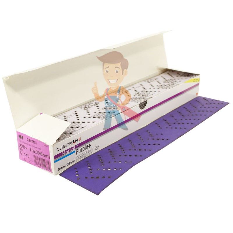 Полоска абразивная Purple+, 3M Hookit 737U, 220+, 70 мм x 396 мм, 50 шт/уп