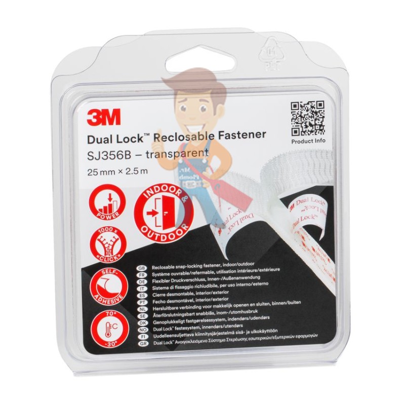 Застёжка Dual Lock™ SJ356B, прозрачная; 25 мм х 2.5 м - фото 1