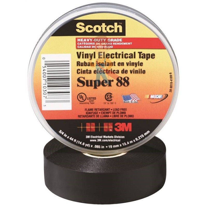 ПВХ изолента высшего класса Scotch® Super 88, 19 мм х 20 м х 0,22 мм - фото 1