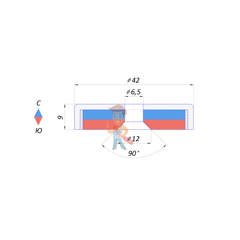 Магнитное крепление с отверстием А42 - фото 2